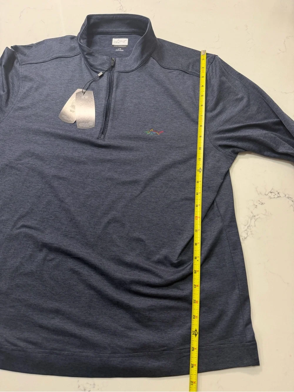 Greg Norman Men's 1/4 Zip Pullover Size L Heather Navy Blue Long Sleeve NWT